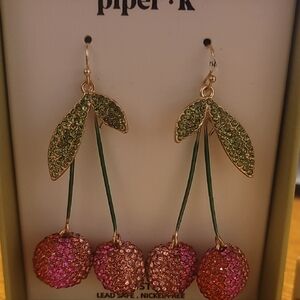 Piper Green and Pink Cherry Earrings